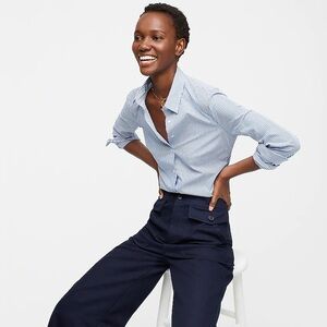 J. Crew Stretch Perfect Shirt blue and white stripe